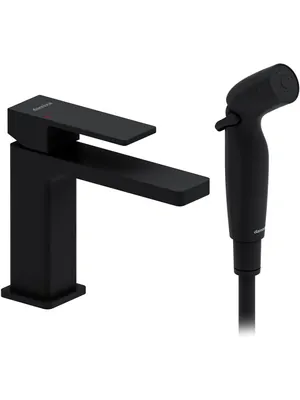 Смеситель Damixa для умывальника, однозахватный, с гигиеническим душем, черный матовый 530300300