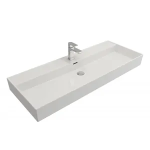 Раковина керамическая Cezares 1200х465х120 1 чаша, перелив, с отверстием, белая CZR-MIL-120-LVB