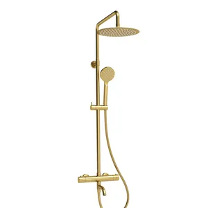 Душевая система WasserKRAFT A188.208.207.PG Thermo с термостатом, верхний/ручной душ, золото глянец