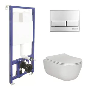 BERGES комплект инсталляции с клавишей смыва L3 хром глянц., унитаз EGO Rimless 4в1 047213