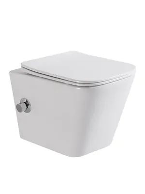 Унитаз подвесной BelBagno 355x480x365 безободковый, с функц. биде, сиденье м/л BB3103CHR-BS/SC