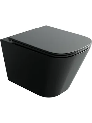 Унитаз подвесной Ceramicanova 490х340х365 безободковый,с сиденьем,Tornado,черный мат CN4009TMB