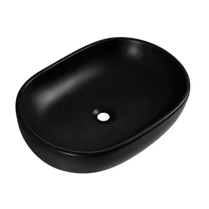 Раковина накладная BelBagno 600х420х140 овальная, без отв. под смеситель, черный мат. BB1084-H301