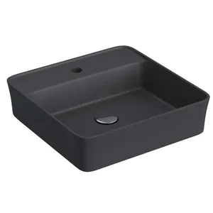Раковина накладная BERGES 182024 квадратная 450х450х115 с отв. под смеситель, мат. антрацит