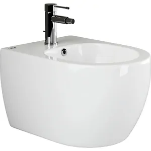 Биде подвесное Ceramicanova 300х370х490 перелив, отв. под смеситель, крепеж, д/к, белый CN3002