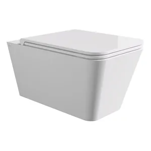 Унитаз подвесной Alice 550х350х420 покрытие Aliglaze+, безободковый, сидение, белый 31210101SET (31210101+MC3101SQS+FIX10)