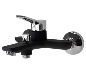 Смеситель для ванны/душа ESKO DI 54 настенный, однозахв. короткий излив, цвет: черный/хром