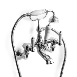 Смеситель для ванны настенный Devon&Devon MARF40MCR с лейкой и шлангом, хром/белый