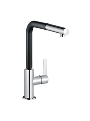 Смеситель KLUDI для кухни, поворотный, выдвижной излив, аэратор (хром/черн.мат) 408518775