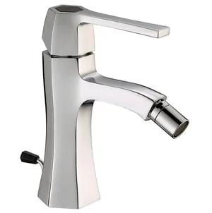 Смеситель для биде CISAL однозахватный, дон.клап., полир.никель/черный матовый CH0005547D