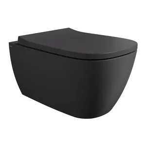 Унитаз подвесной Alice 530х360х345 безободковый, aliglaze+, aliflush+, черный матовый 45000108+FIX10WBKLIX