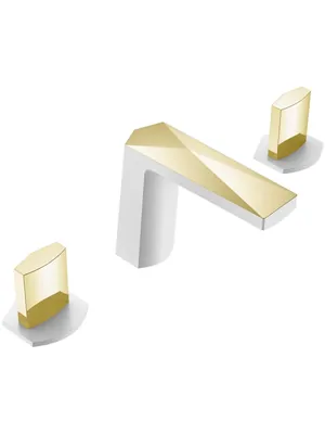 Смеситель Boheme для раковины, на 3 отверстия, двухзахватный, белый+золото 150-WG-ICE