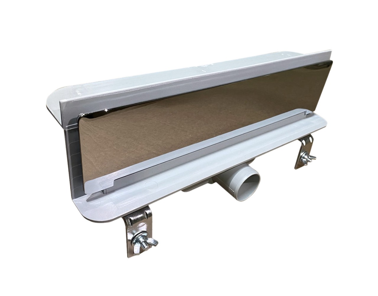 Желоб BERGES водосток Basic 330, пристенный, нержавеющая сталь