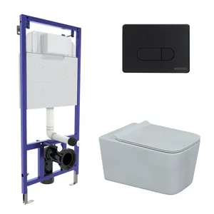 BERGES комплект инсталляция NOVUM, клавиша D5 черный матовый, унитаз Floe, сиденье Slim SO 043275