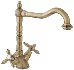 Смеситель CEZARES -LS2-02 для умывальника, двухзахватный, с донным клапаном, бронза