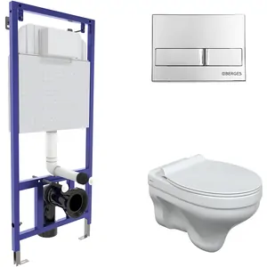 BERGES комплект инсталляции с клавишей смыва L3 глянцевый хром, унитаз ALBIT S 4в1 042438