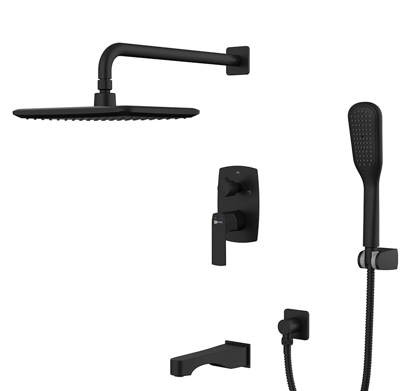 Душевая система Lemark LM7222BL встраиваемая для ванны/душа, верхний и ручной душ, черная