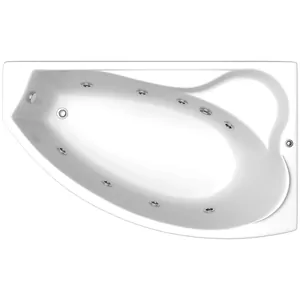 Ванна акриловая BAS 1700х1000 угловая, правая, асимметричная с г/м оборудованием FLAT, каркас