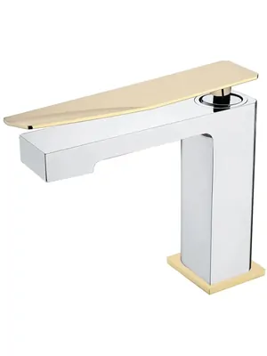 Смеситель Boheme 141-CRG.2 для раковины, на 1 отверстие, однозахватный, хром+золото