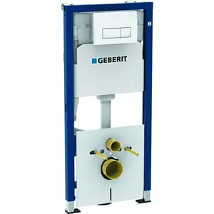 GEBERIT Инсталляция для подвесного унитаза, клавиша Delta51 белая, звукоизоляция 458.128.11.1