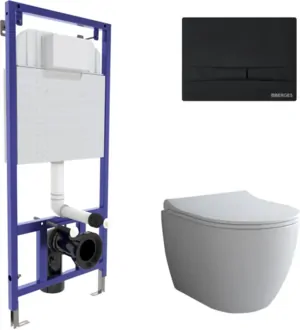 BERGES комплект инсталляции с клавишей смыва F5 SoftTouch черной, унитаз OKUS, 4в1 043273