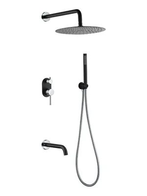 Душевая система Boheme 464-2-BCR встраиваемая,верхний/ручной душ, с изливом, черный+хром