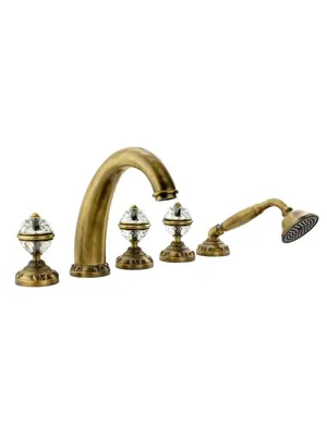 Смеситель на борт ванны Migliore на 5 отверстий, бронза/ручки Swarovski ML.CRS-3780.BR