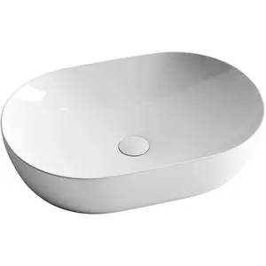 Раковина накладная Ceramicanova 600х415х135 овальная, без перелива, цвет: белый CN5009