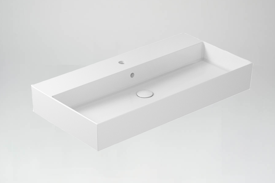 Раковина Meg11Pro/8937 раковина подвесная cm. 101x46 мм, с отв.под смес.,с перелив., цвет белый