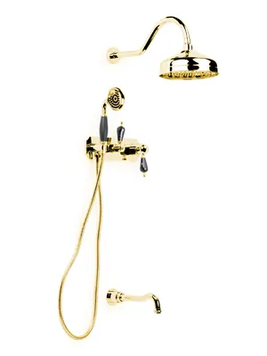 Душевая система Boheme Nero 268-BSW встраив, верхний душ 208мм,лейка 77мм,излив, золото