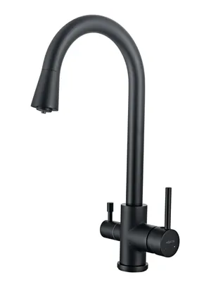 Смеситель для кухни Aquatek AQ1085MB однозахватный, поворотный излив 269мм, черный матовый