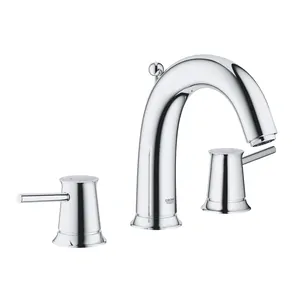 Смеситель для раковины Grohe BauClassic 20470000 двухзахватный, на 3 отверстия, д/к, цвет: хром