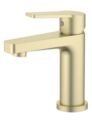 Смеситель для раковины Aquatek AQ1710BG однозахватный, низкий излив 106мм, цвет: золото шлиф