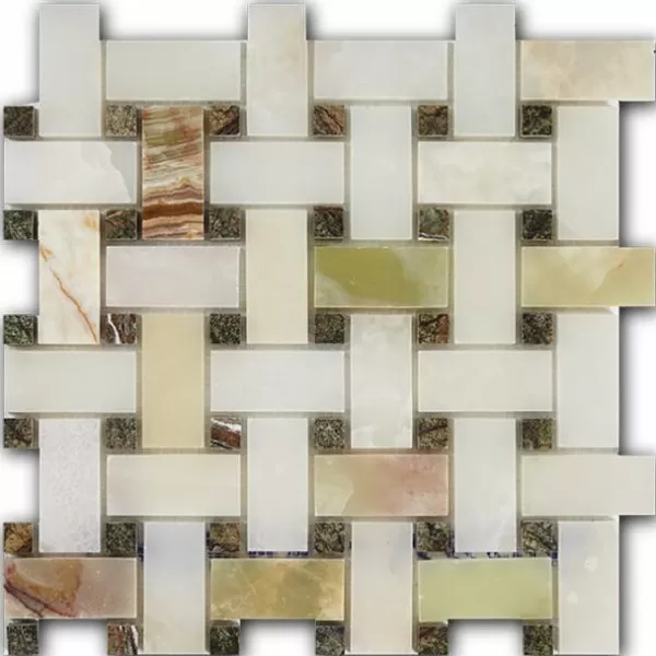 Basket Weave Verde Onix + Rain Forest Green  30.5X30.5 глянцевая