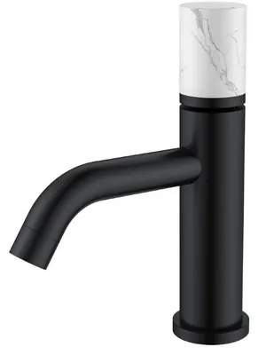 Смеситель Boheme 121-B-MR-W для раковины,на 1 отверстие,однозахв,ручка diamond,черный+мрамор