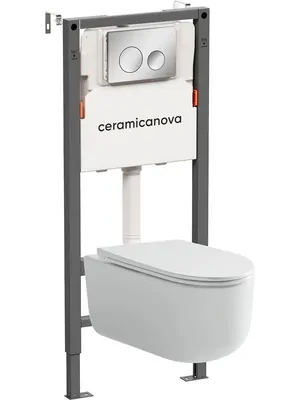 Комплект Подвесной унитаз Ulma Rimless+Система инсталляции кнопка Circle, хром глянцевый CN4006_121001CH