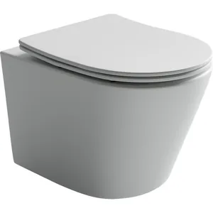 Унитаз подвесной Ceramicanova 490х365х360 безободковый, сиденье м/л, белый мат. CN6000MW