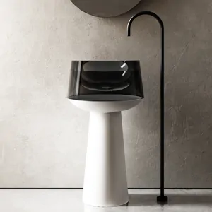 Раковина напольная ABBER 500x500x900 отдельностоящая, белая/черная AT2706White-Onyx