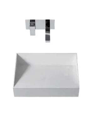 Раковина накладная ABBER (600х350х120) искусственный камень, белый матовый AS2623