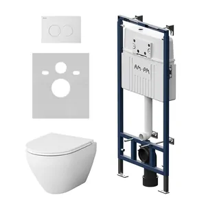 Комплект инсталляции AM.PM клавиша L белый + унитаз Spirit V2.0, сиденье IS100101.701700