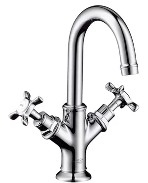 Смеситель Axor 16505 для умывальника двухзахватный, донный клапан, поворотный излив 117 мм