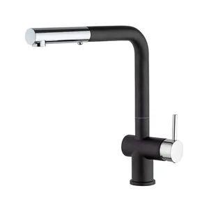 Смеситель для кухни Paini однозахватный, выдвижной излив, черный/хром HD44566CR1KM