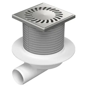 Душевой трап Paini с решеткой, 125х125 мм, хром глянец, горизонт. выпуск D50, Нептун, 425XL