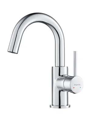 Смеситель для раковины Aquatek AQ1307CR однозахватный, излив 132мм, б/дон. клапана, хром