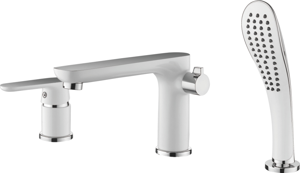 Смеситель Ledeme на борт ванны, с душевой лейкой, однозахватный, белый/хром L1153W