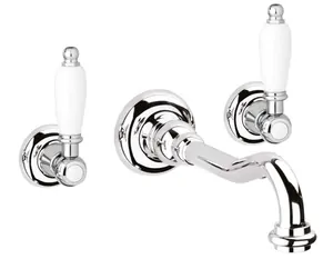 Смеситель CEZARES BLS1-01-Bi для раковины, встраиваемый, хром/ручки белые