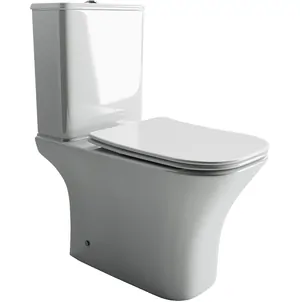 Унитаз-компакт Ceramicanova безободковый, сиденье микролифт, белый CN9002-B+CN9002-T