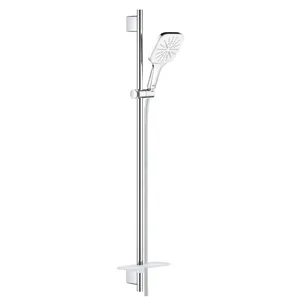 Душевой гарнитур Grohe RainShower SmartActive 130 Cube, штанга 900 мм, 3 режима, белая луна 26587LS0