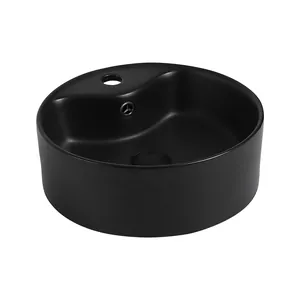 Раковина накладная ABBER d410 одно отв. под смеситель и перелив,черный мат. AC2104MB