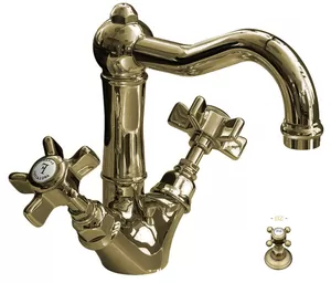 Смеситель Nicolazzi для раковины двухрычажный, поворотный излив, бронза 1432BZ18